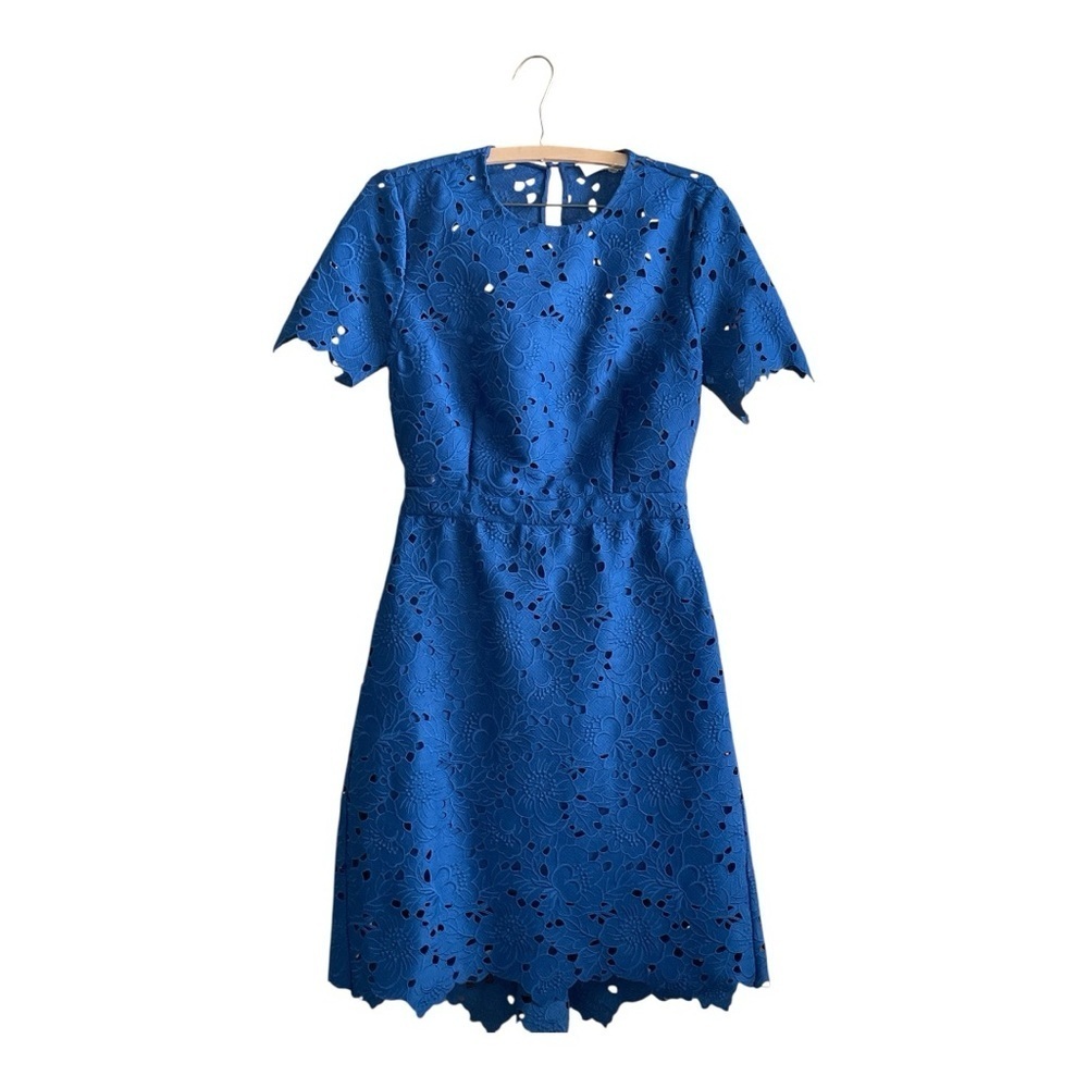 Diane Von Furstenberg Alma French Blue Cut Out Back Lace Dress